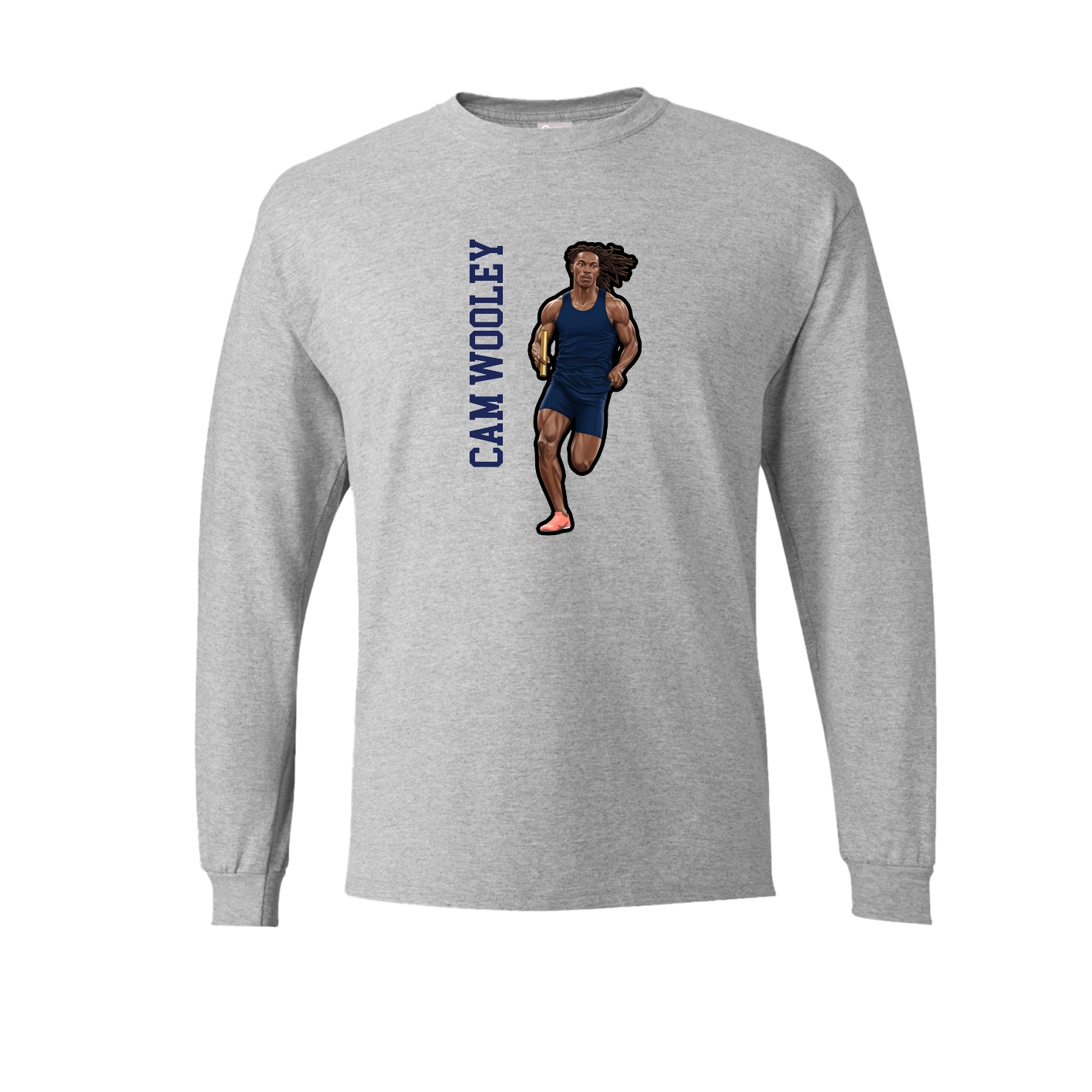 Long Sleeve Tee — Name Vertical in Grey