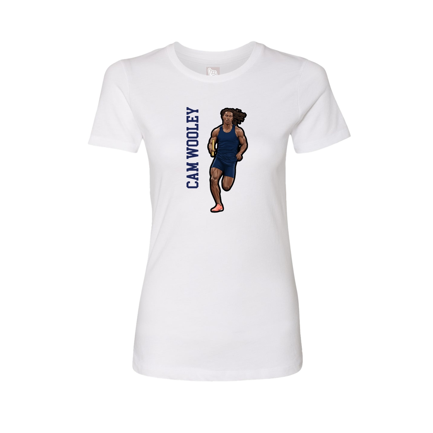 Womens Tee — Name Vertical in White