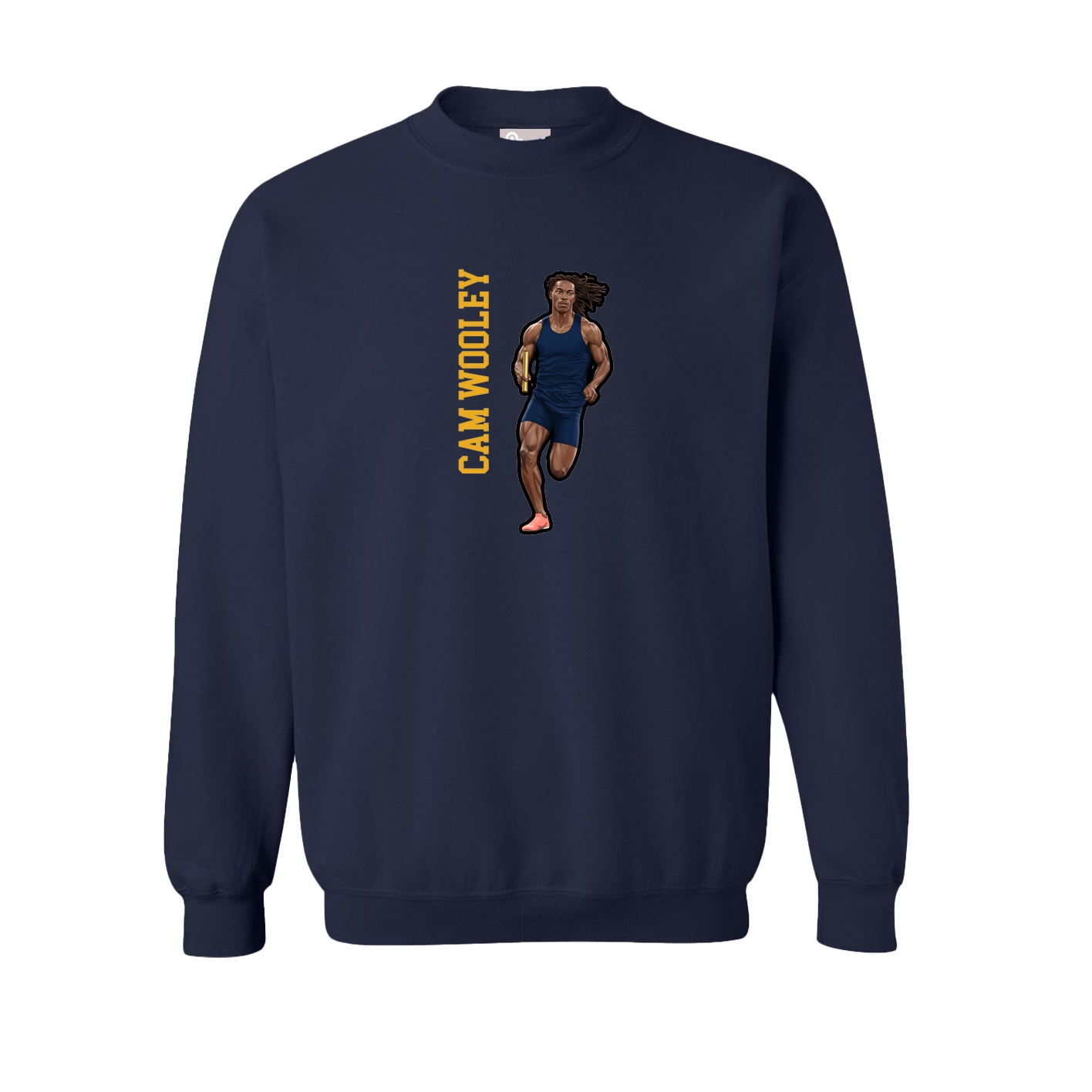 Fleece Crew — Name Vertical in Navy