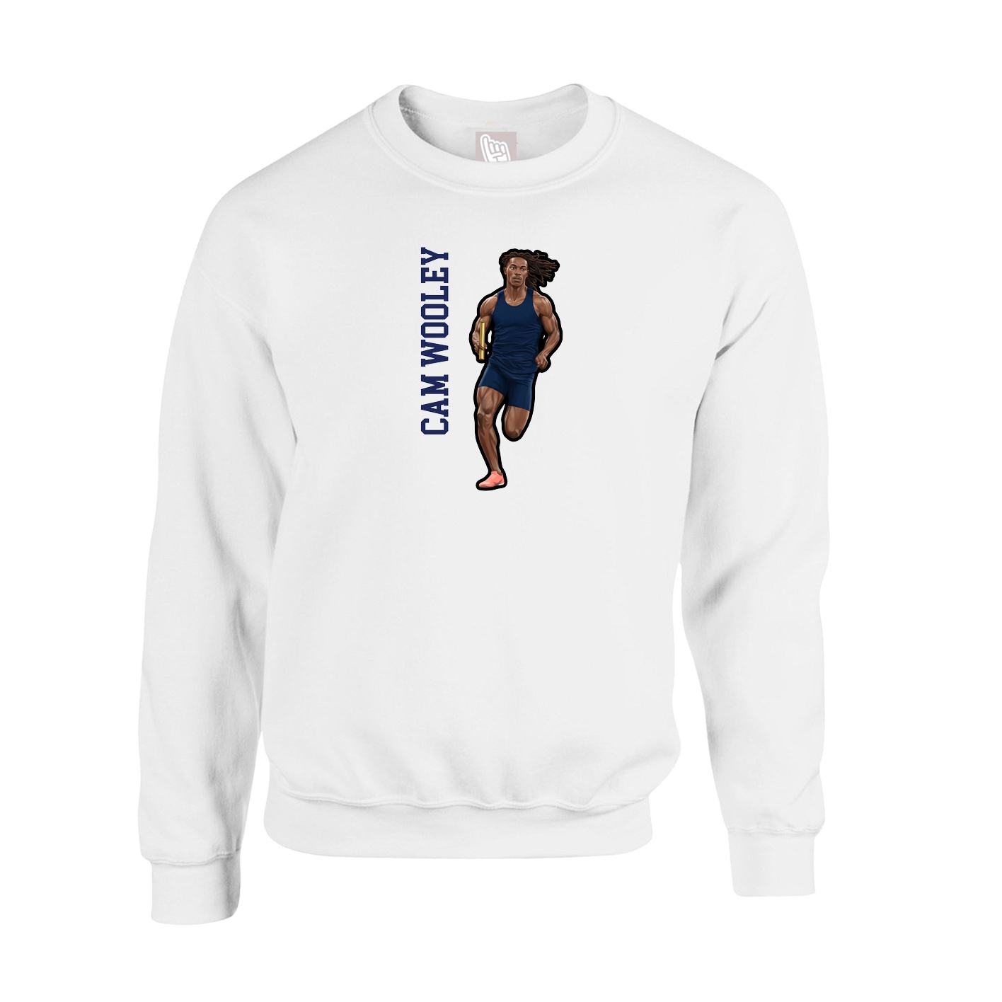 Fleece Crew — Name Vertical in White