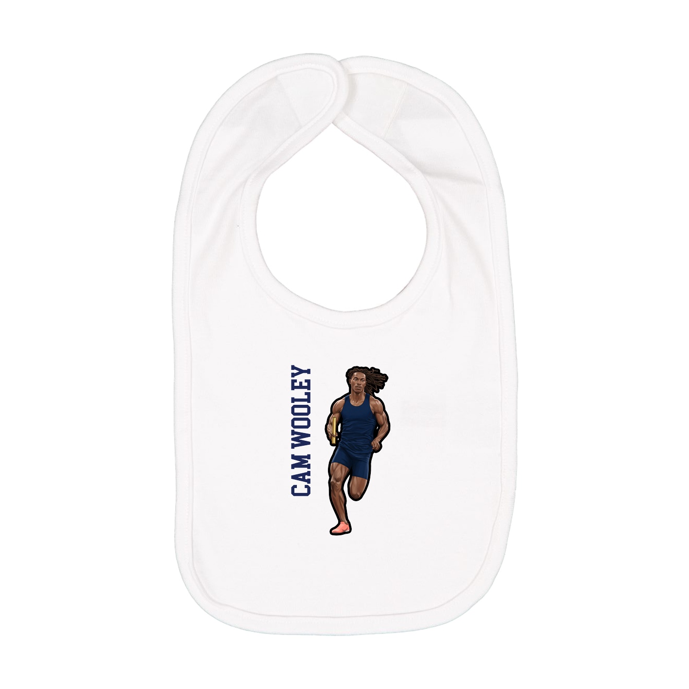 Infant Bib — Name Vertical in White