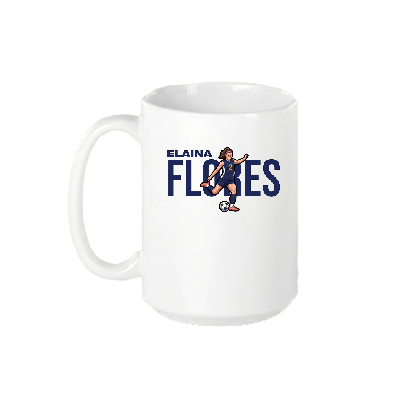 15oz Coffee Mug — Player Name in White
