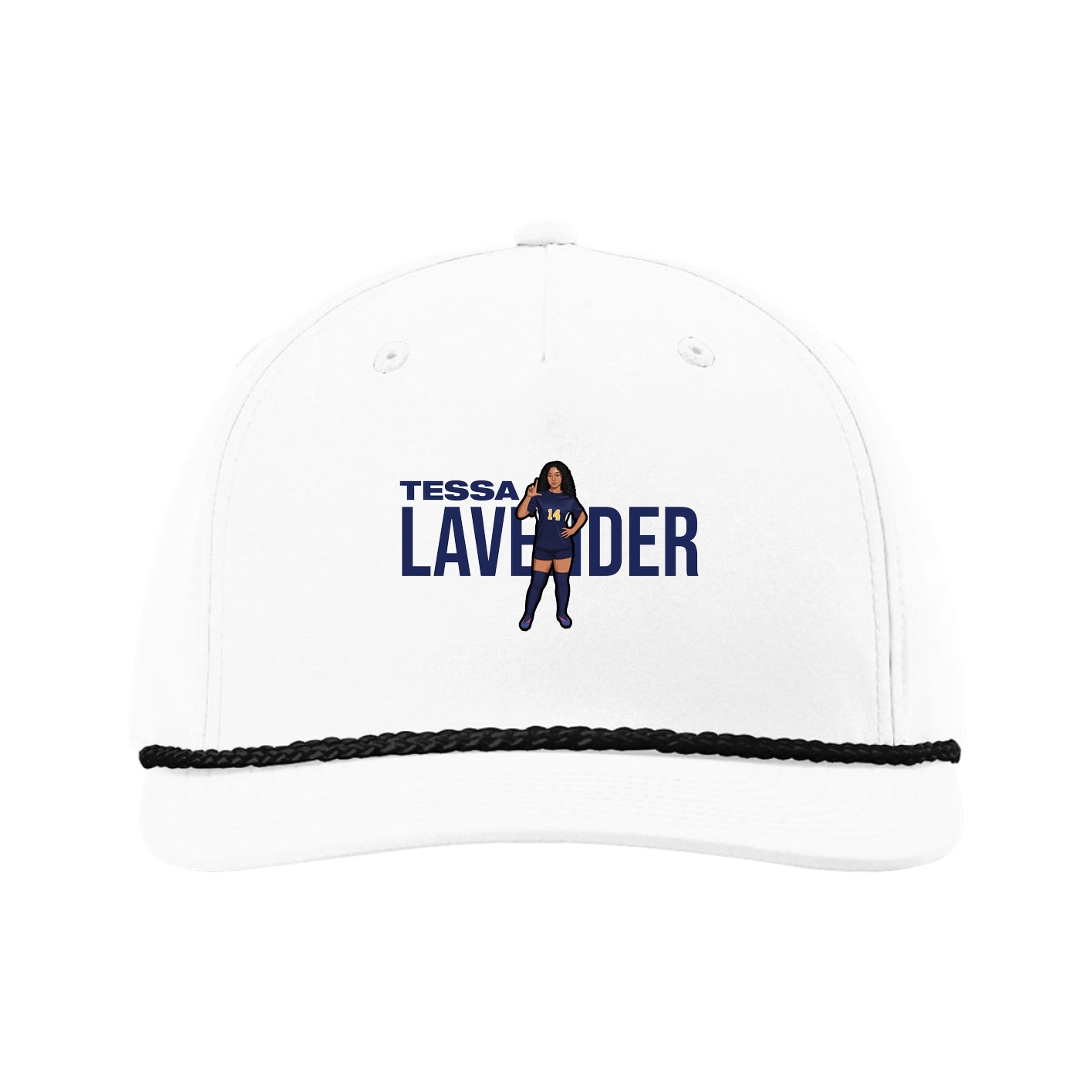 Five-Panel Classic Rope Cap — Player Name in White