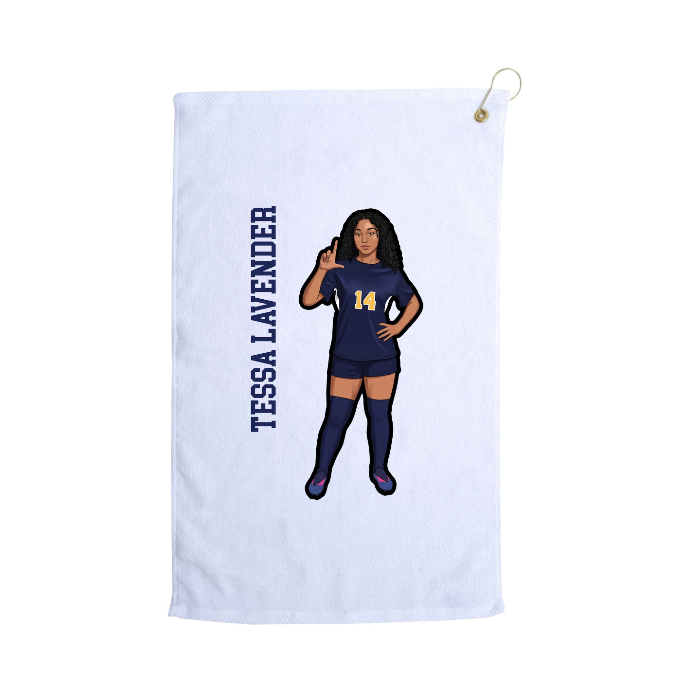 Golf Towel — Name Vertical in White