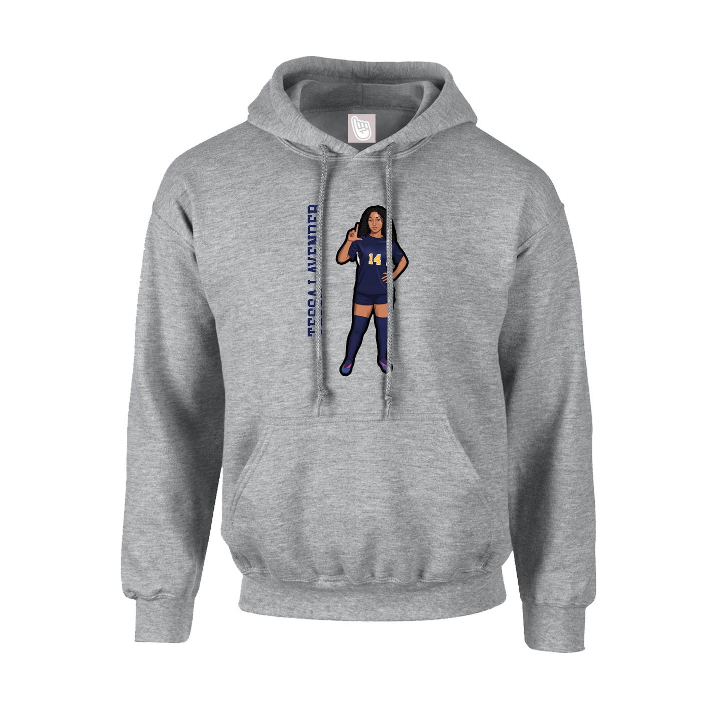 Hoodie — Name Vertical in Grey