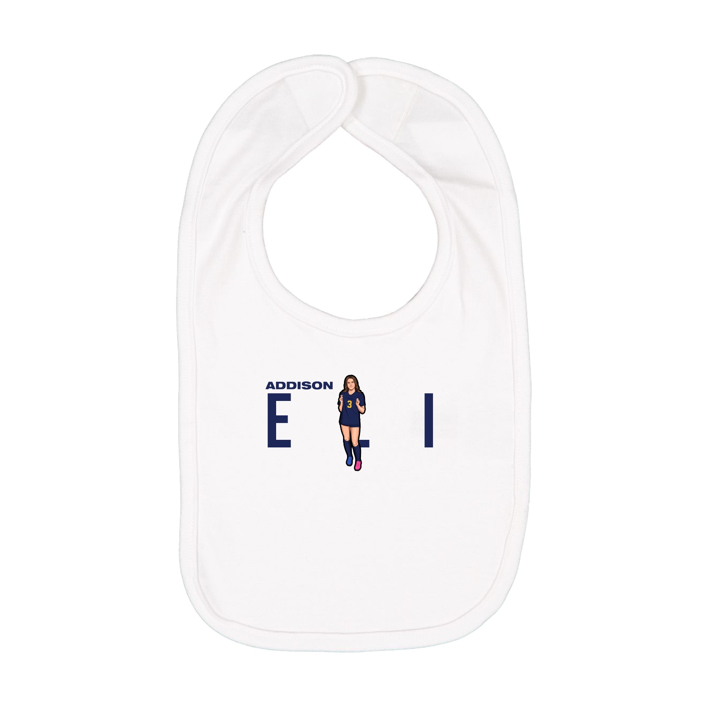 Infant Bib — Player Name in White