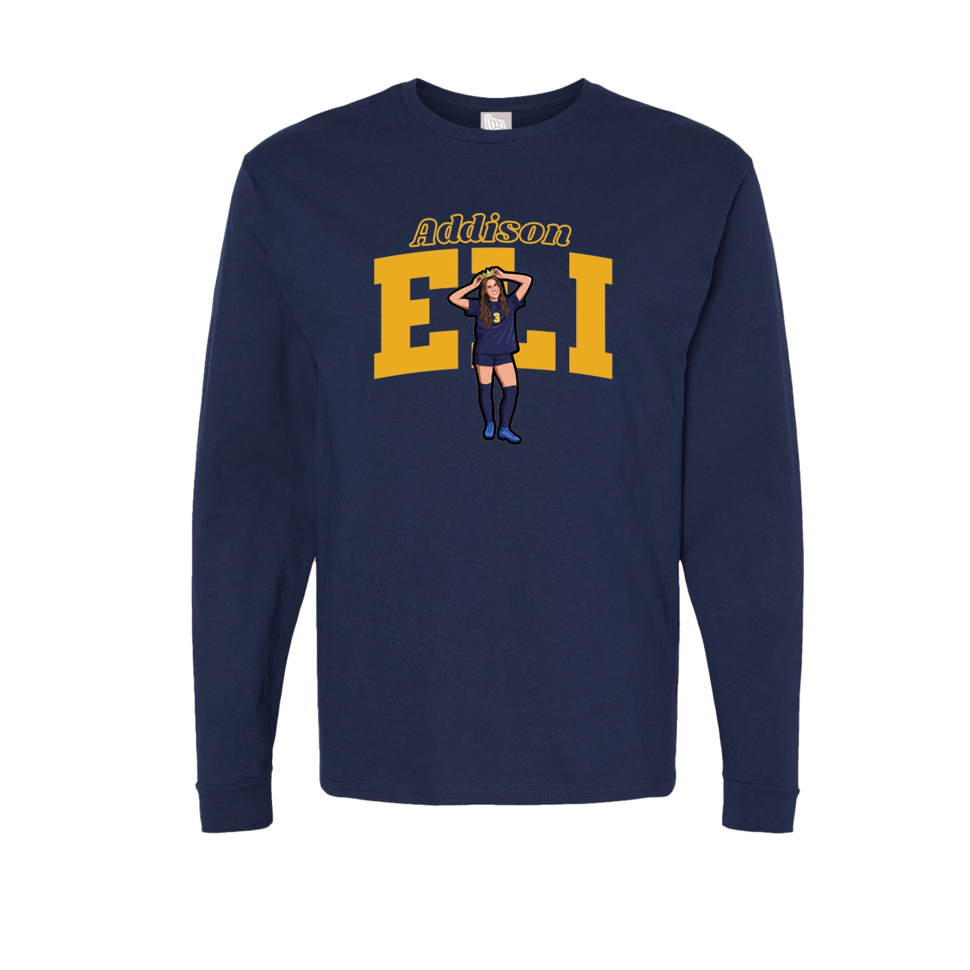 Long Sleeve Tee — Name Arch in Navy