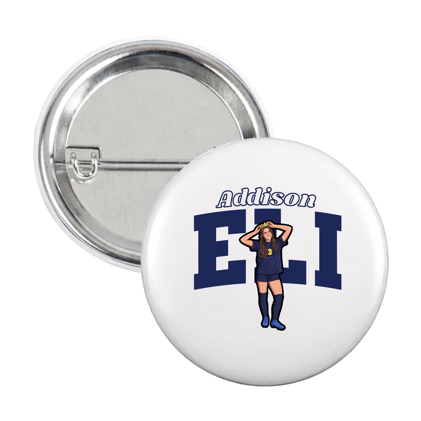 Game Day Button — Name Arch in White