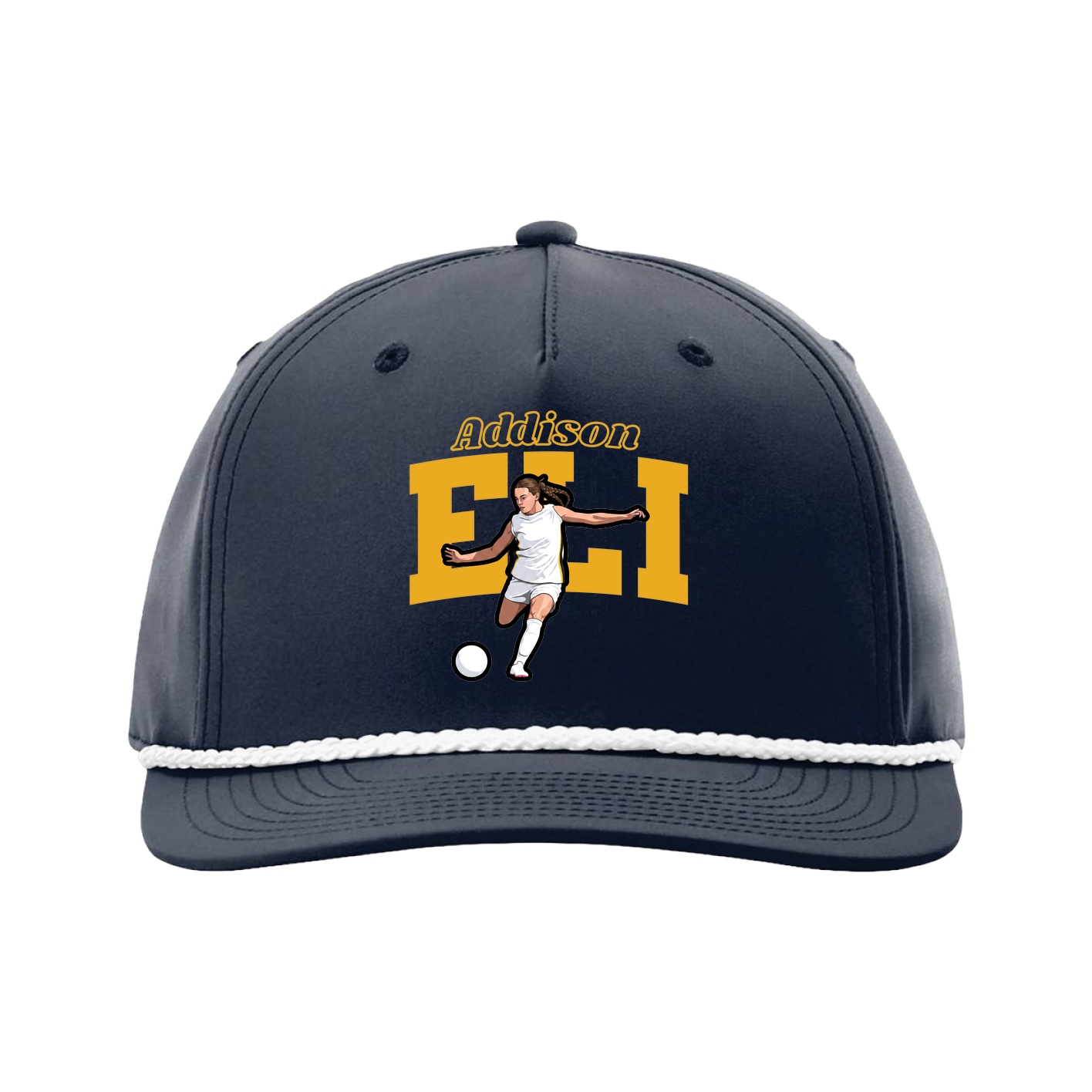 Five-Panel Classic Rope Cap — Name Arch in Navy