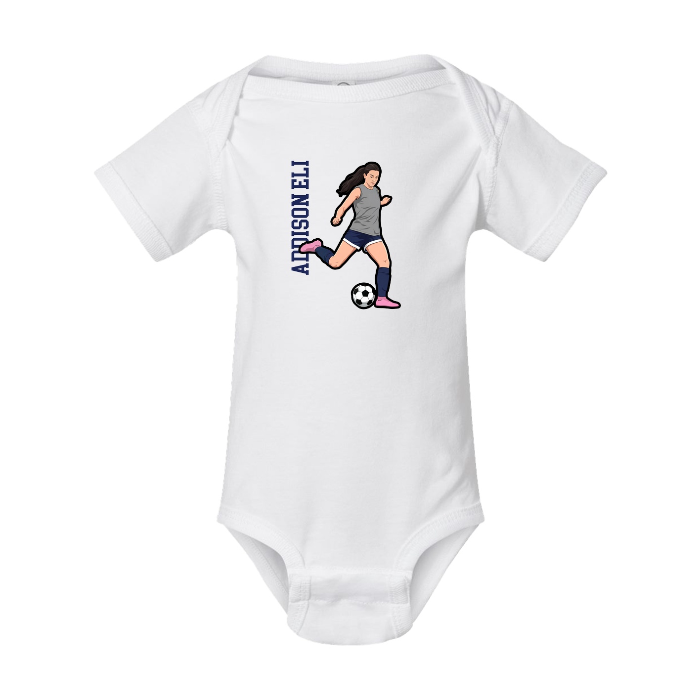 Baby Onesie — Name Vertical in White