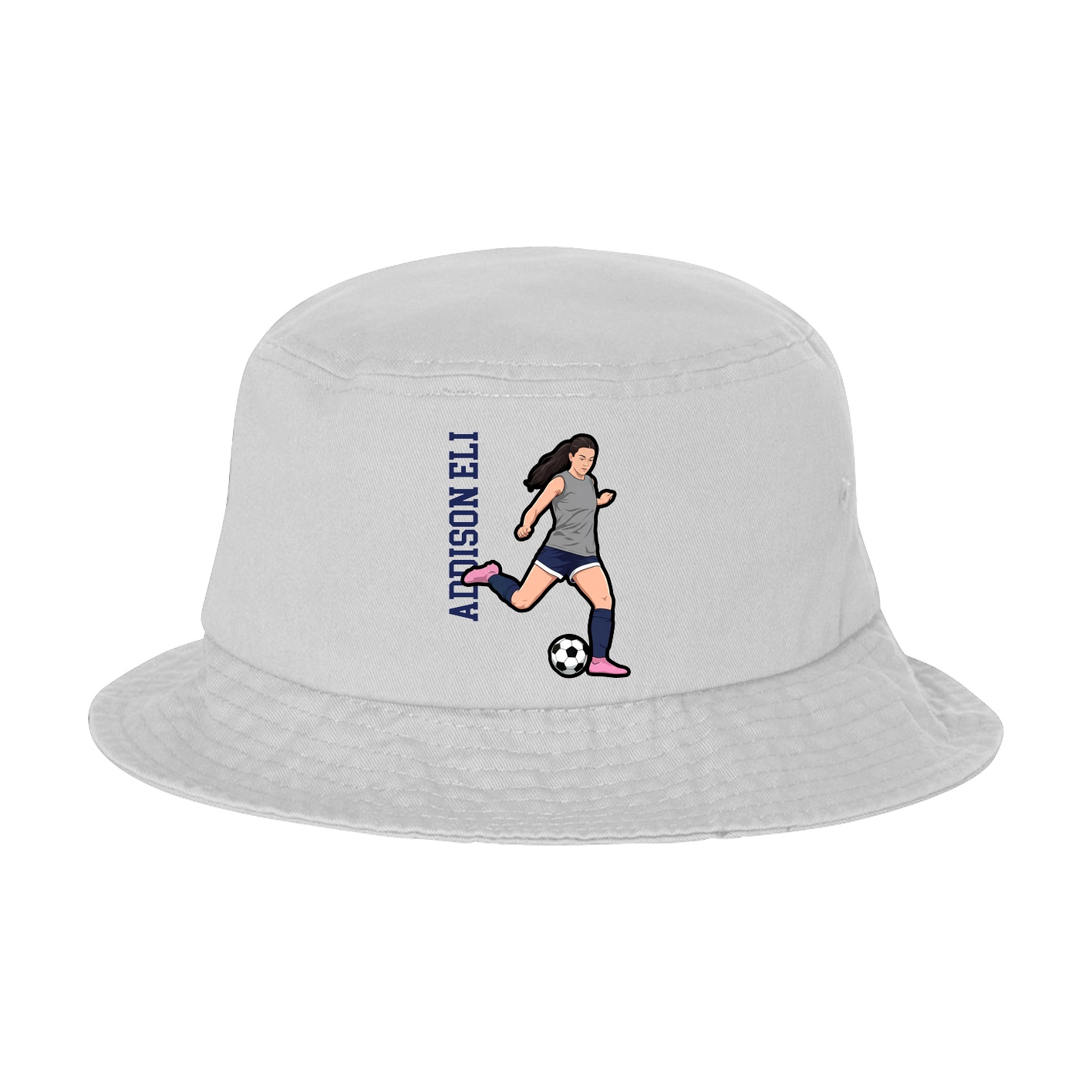 Bucket Cap — Name Vertical in White