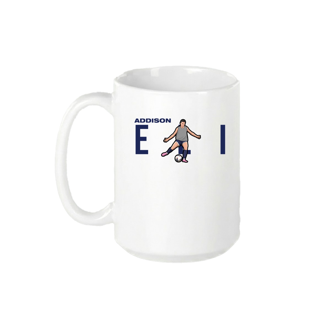 15oz Coffee Mug — Player Name in White