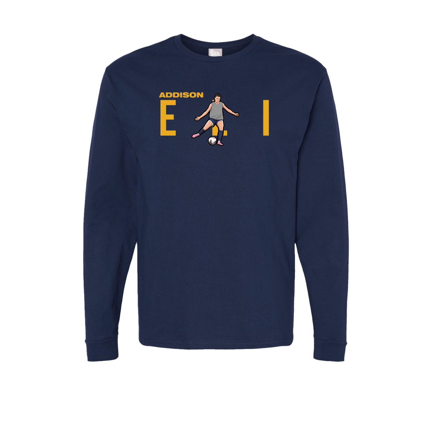 Long Sleeve Tee — Player Name in Navy