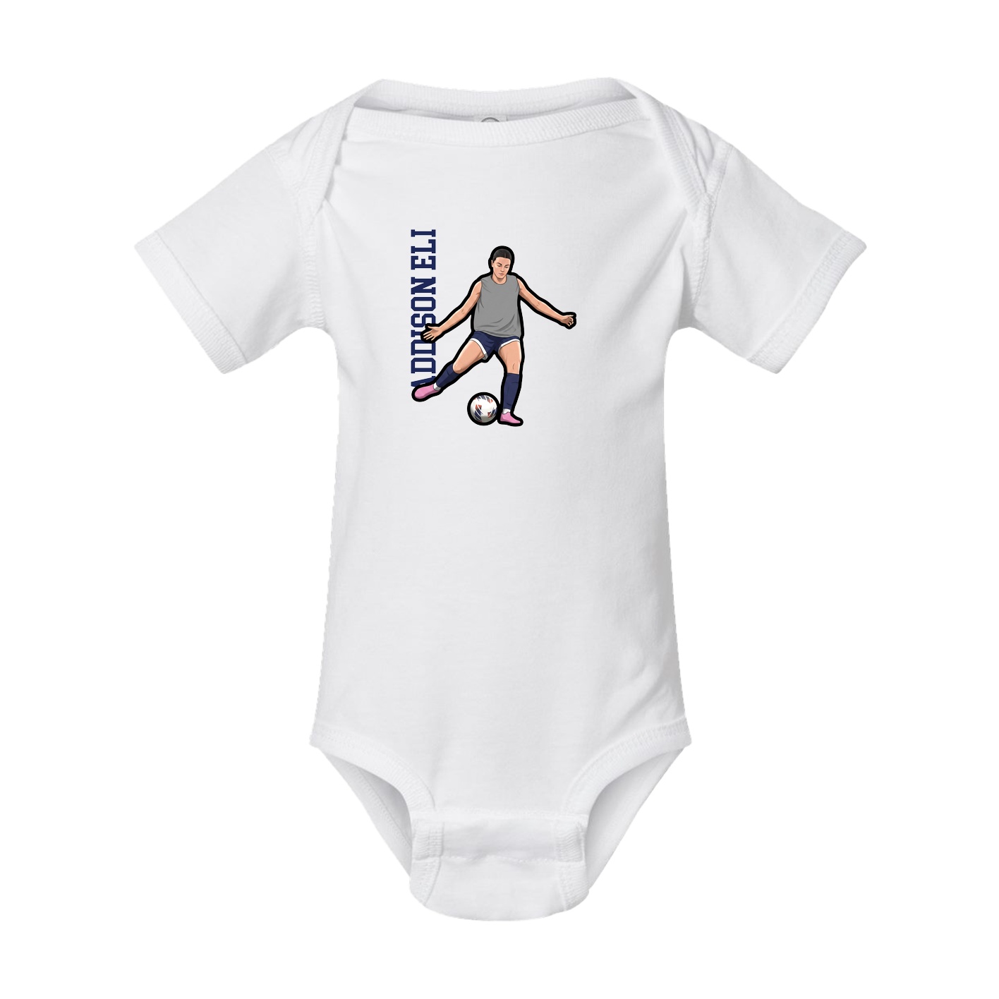 Baby Onesie — Name Vertical in White