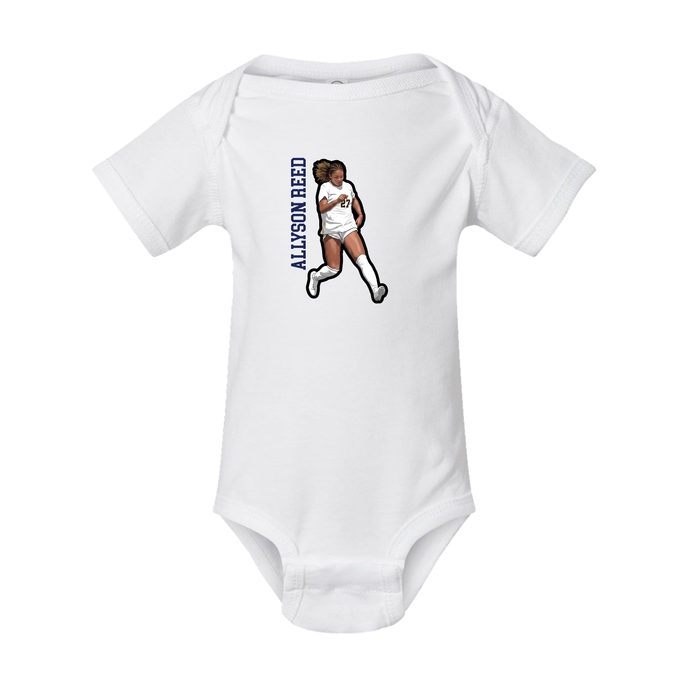 Baby Onesie — Name Vertical in White