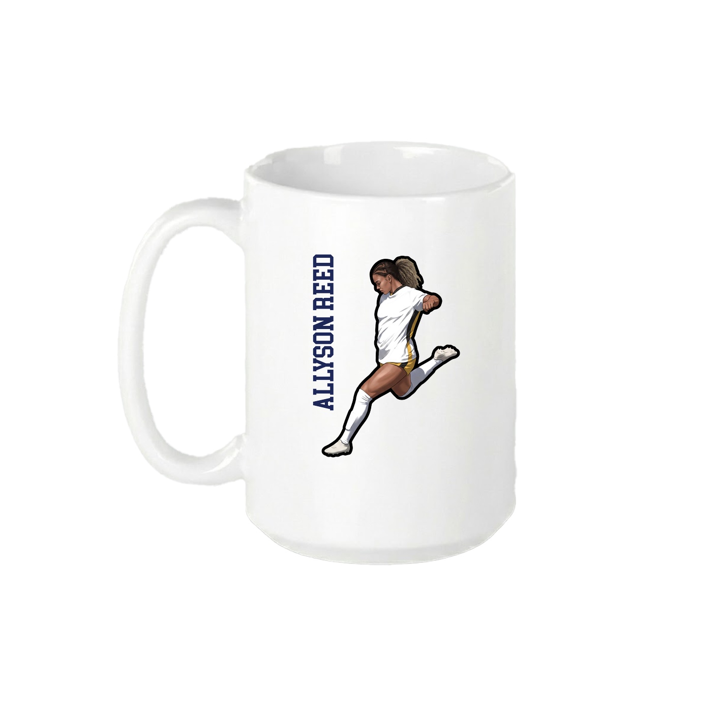 15oz Coffee Mug — Name Vertical in White