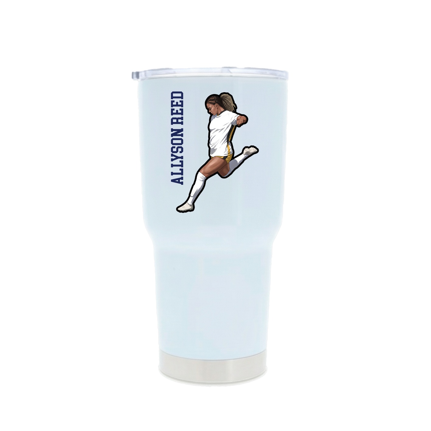 30oz Stainless Steel Tumbler — Name Vertical in White