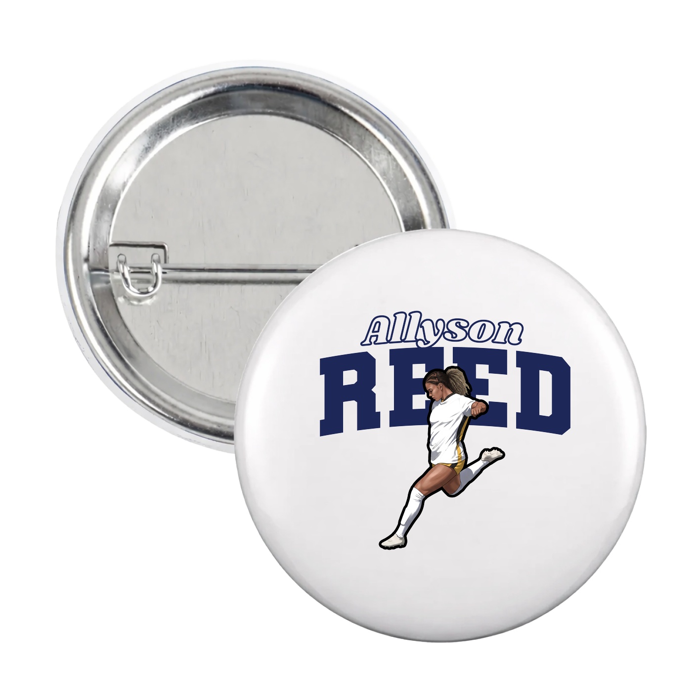 Game Day Button — Name Arch in White