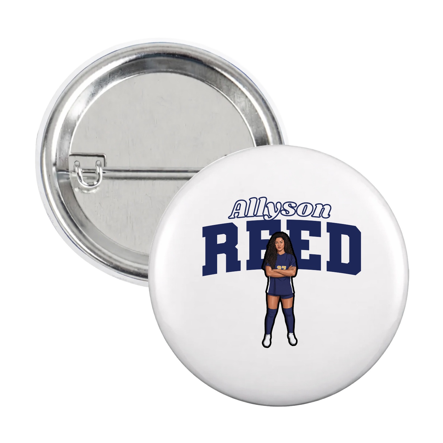 Game Day Button — Name Arch in White