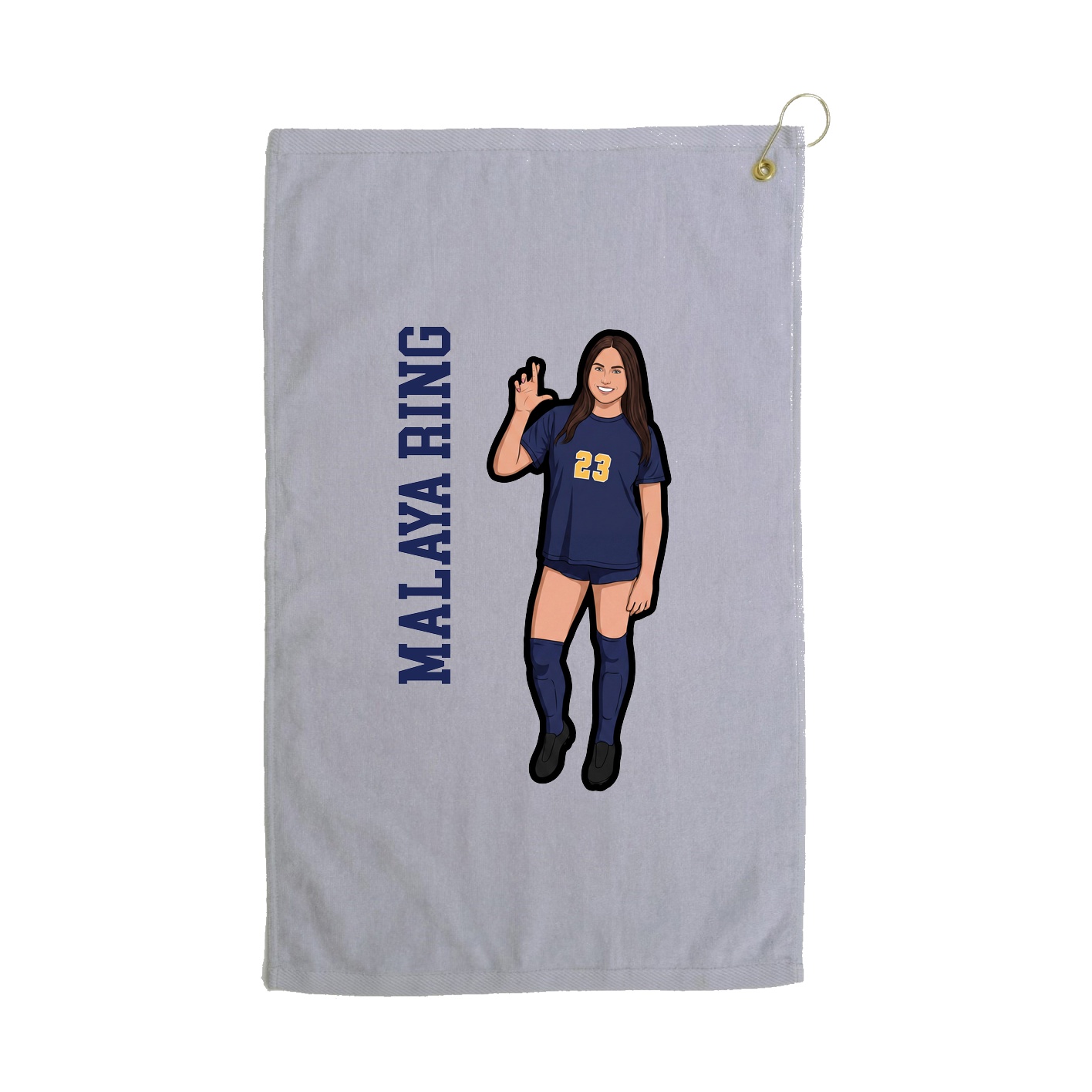 Golf Towel — Name Vertical in Grey