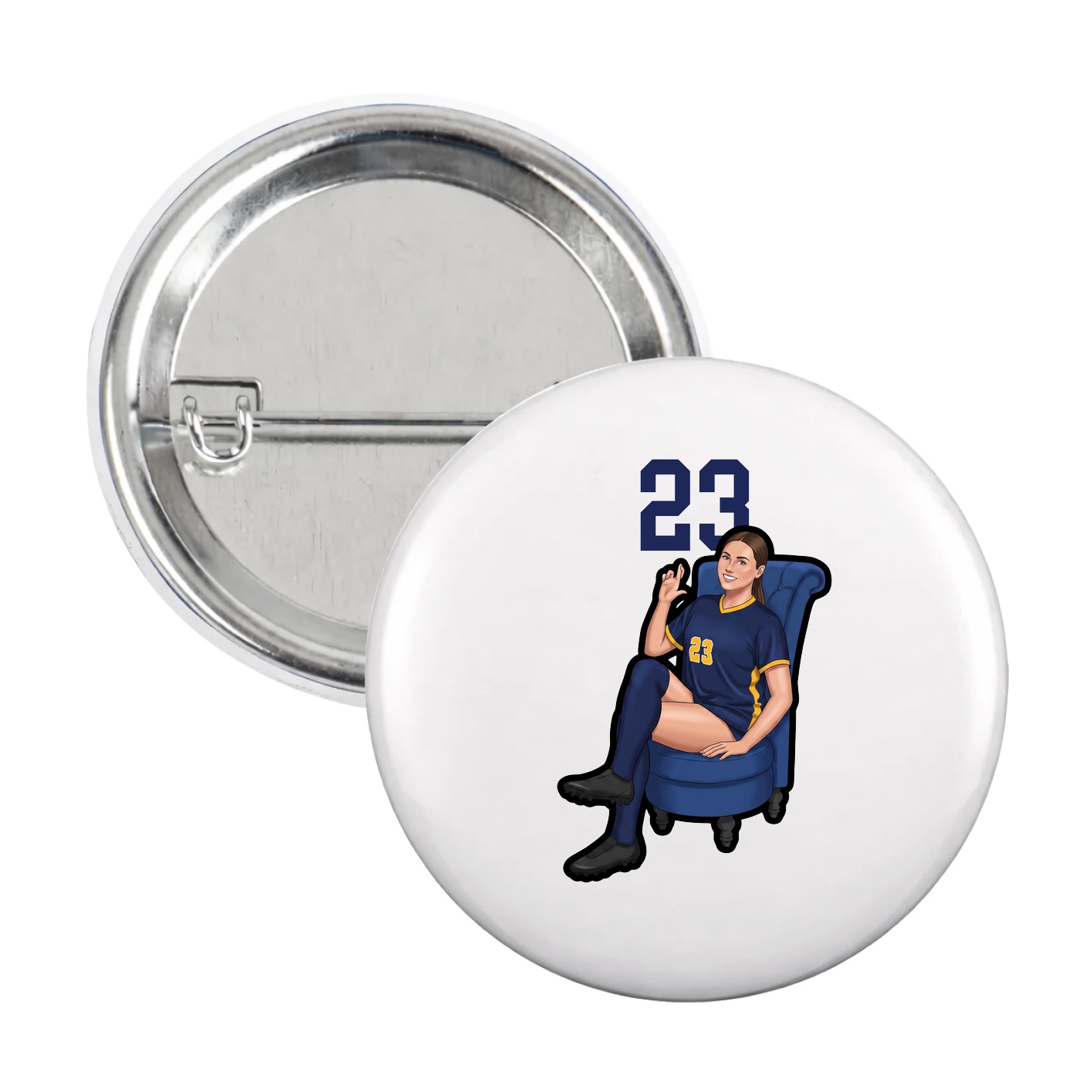 Game Day Button — Number Top in White