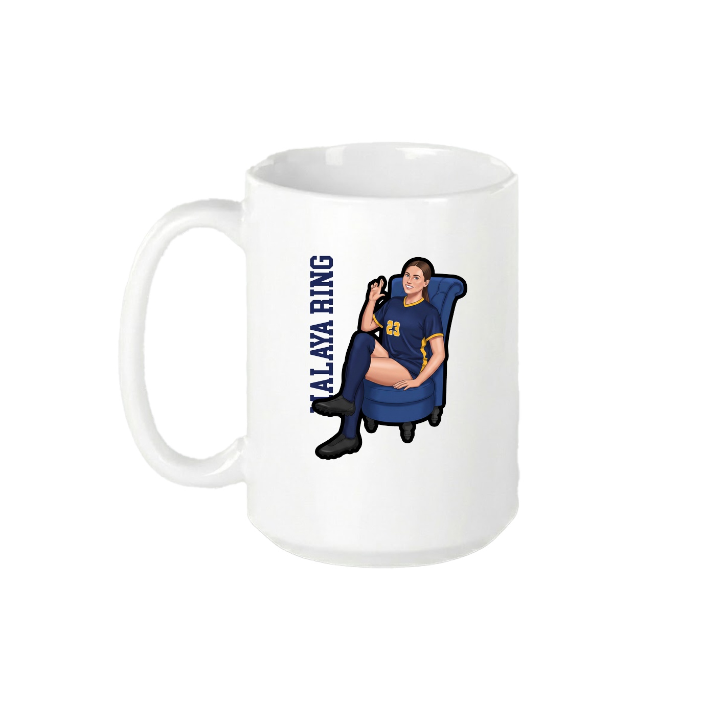 15oz Coffee Mug — Name Vertical in White