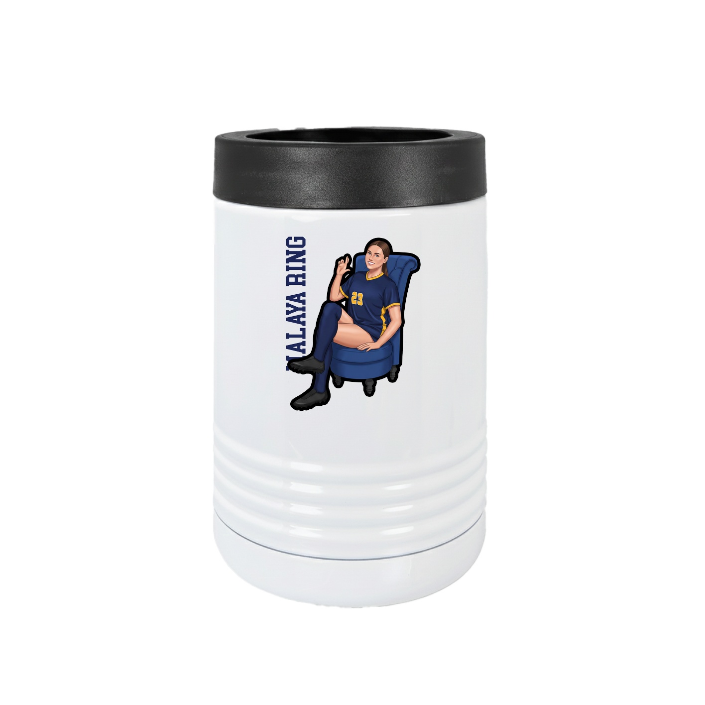 Beverage Holder — Name Vertical in White