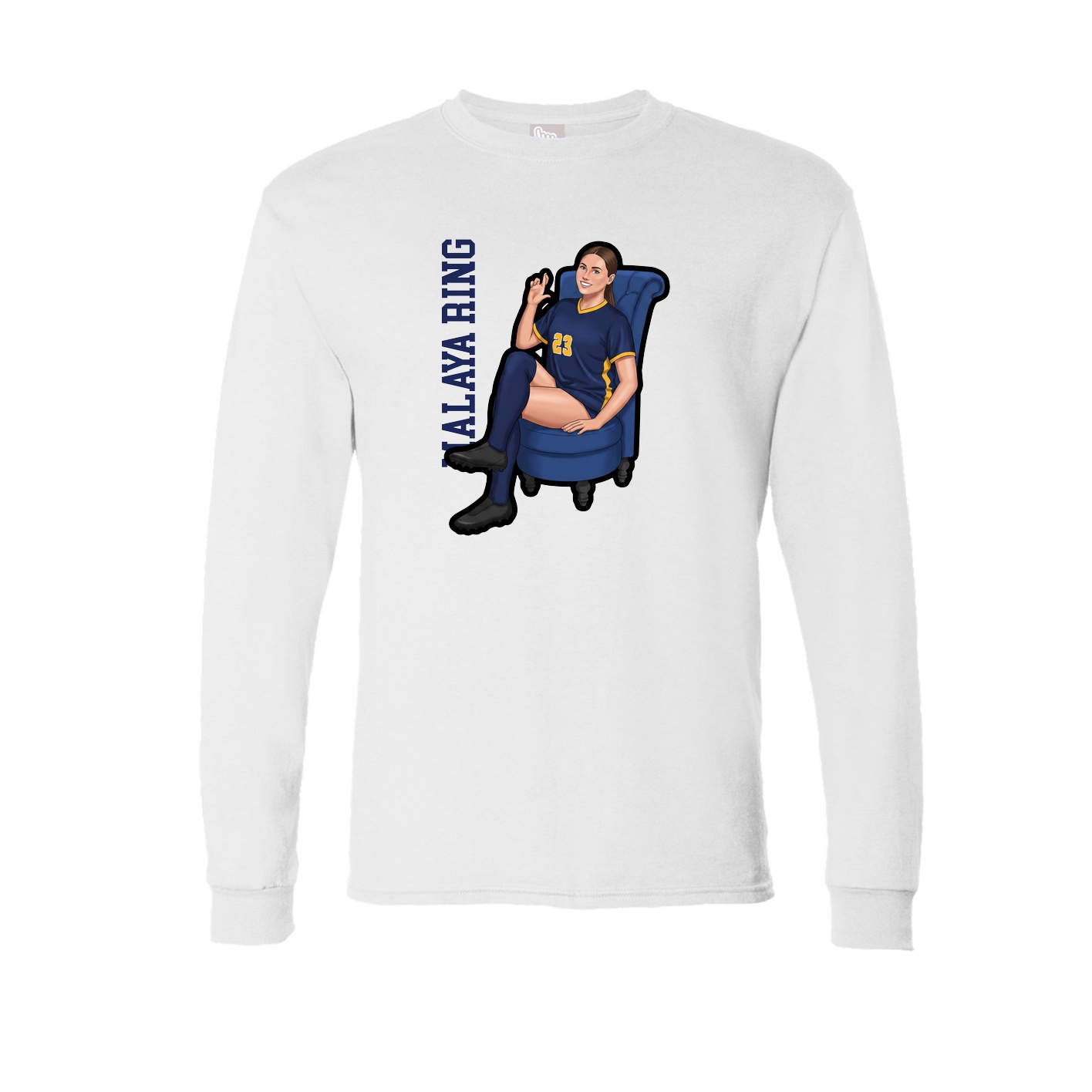 Long Sleeve Tee — Name Vertical in White