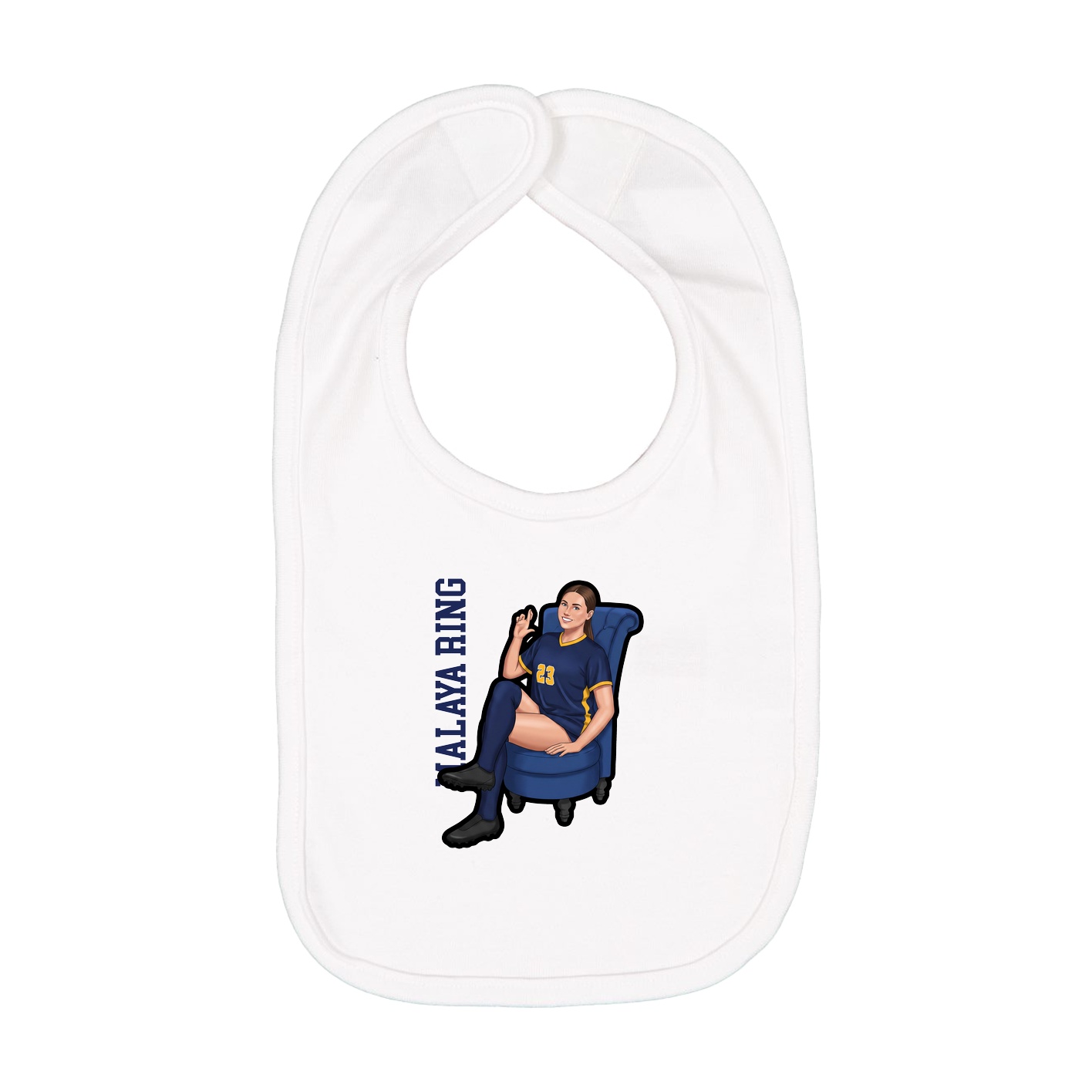 Infant Bib — Name Vertical in White