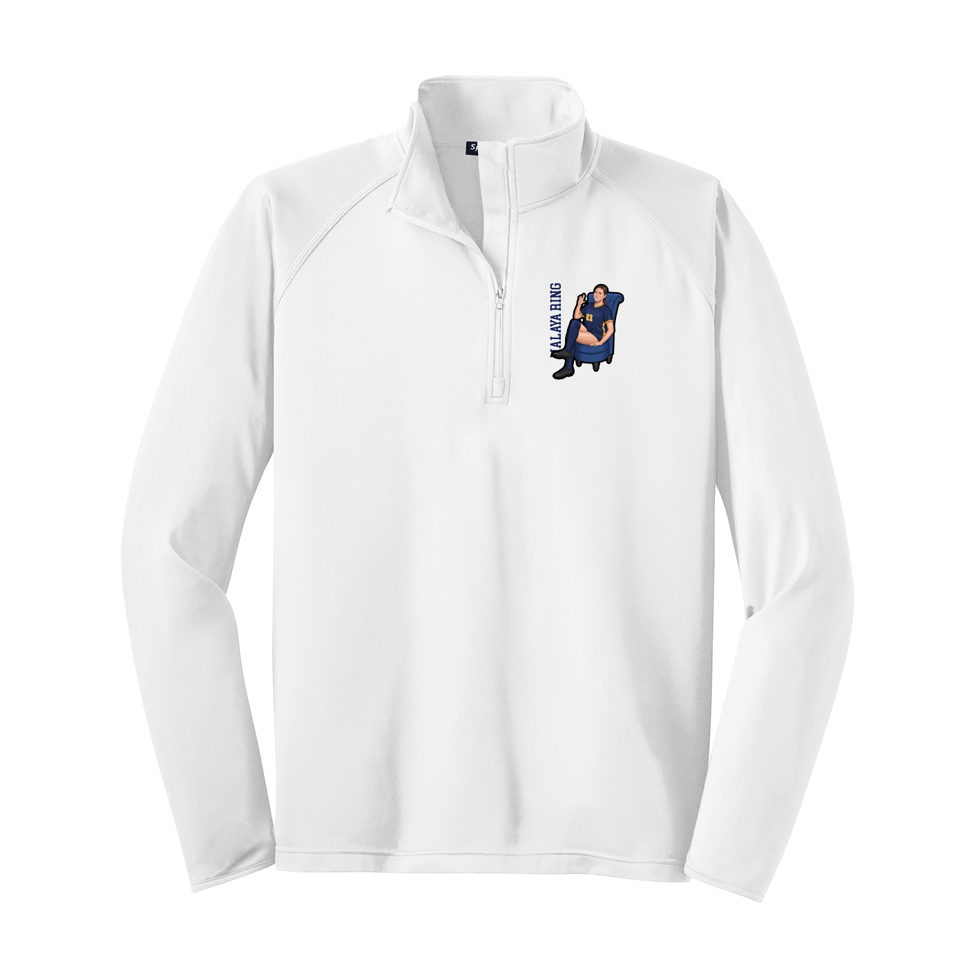 Q-Zip Pullover — Name Vertical in White