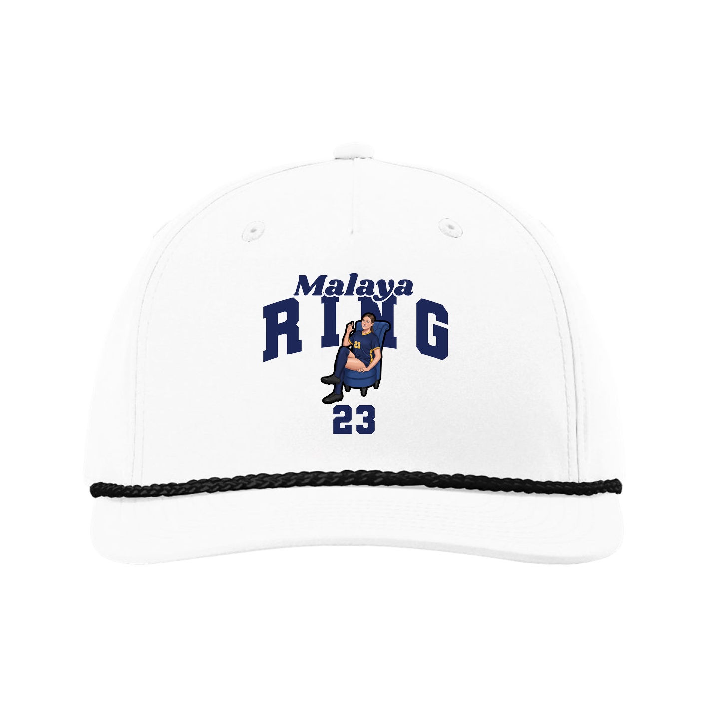 Five-Panel Classic Rope Cap — Signature Arch in White