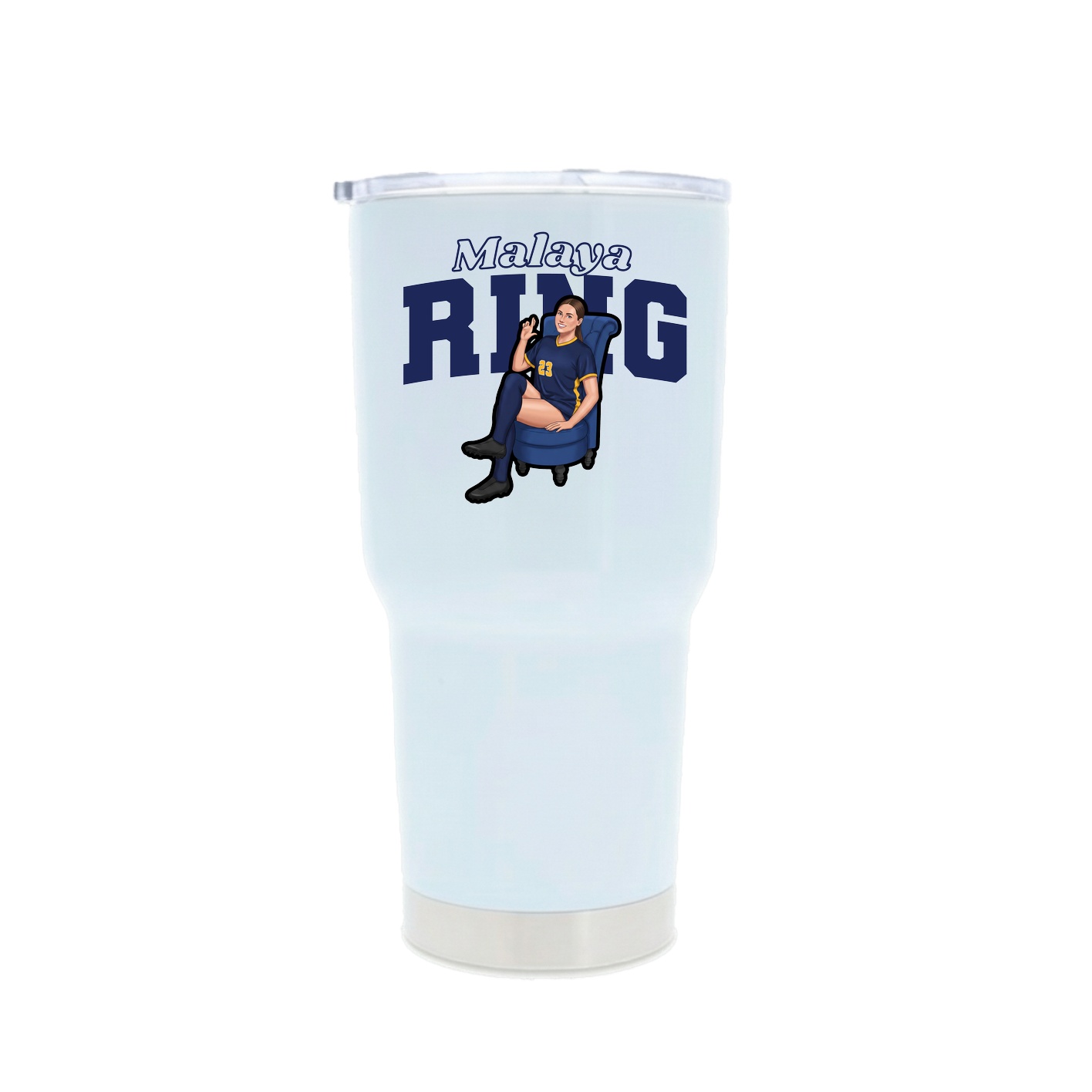 30oz Stainless Steel Tumbler — Name Arch in White