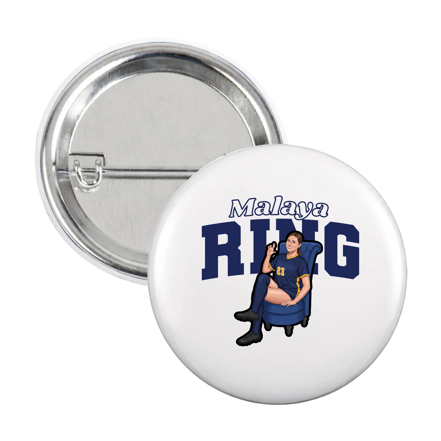 Game Day Button — Name Arch in White