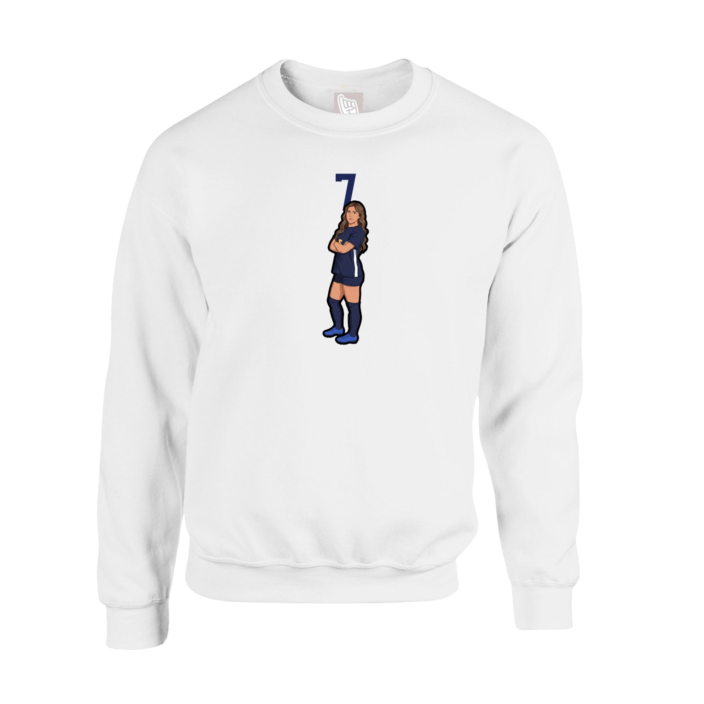 Fleece Crew — Number Top in White