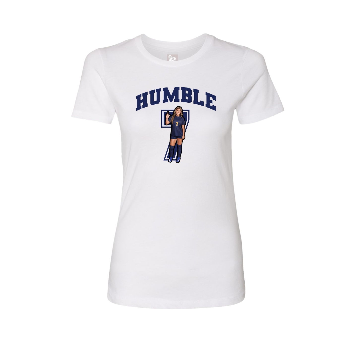 Fitted Women's Tee — Number in White