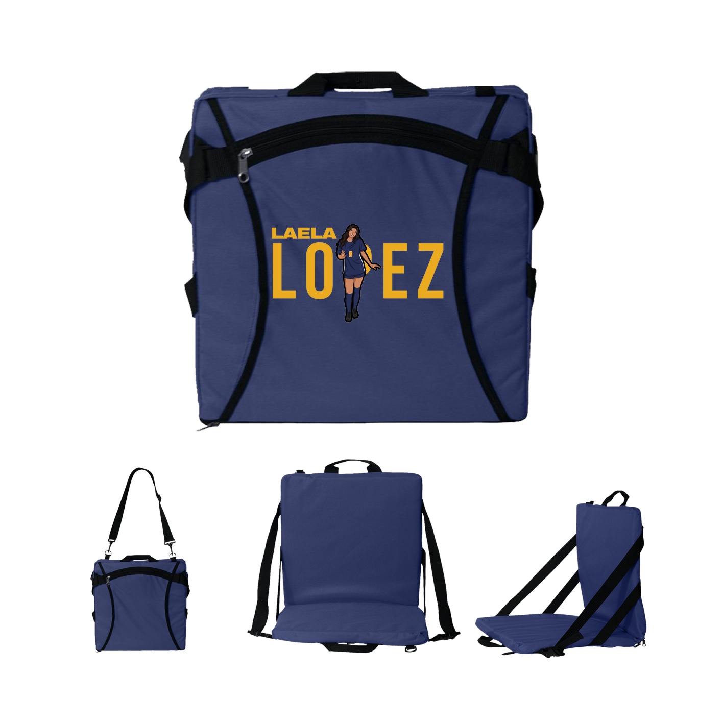 Folding Stadium Seat — Player Name in Navy