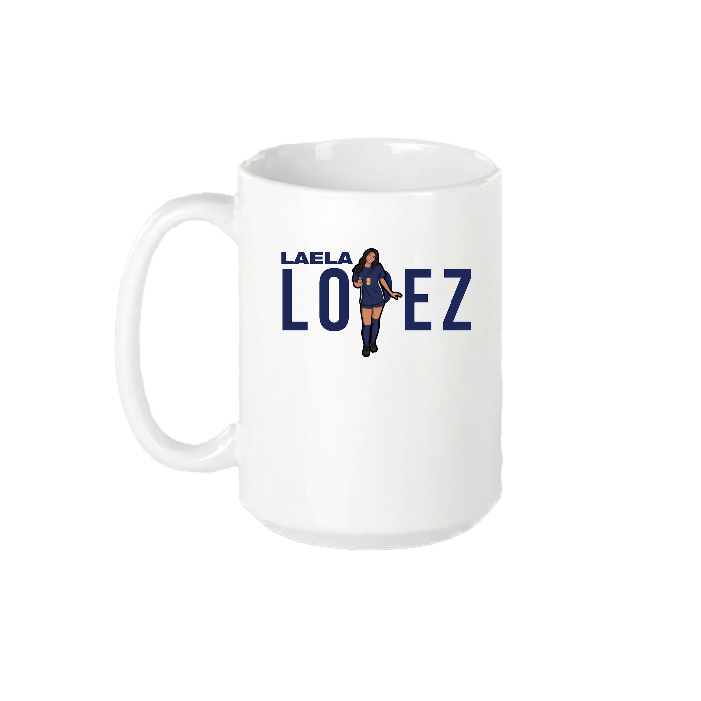 15oz Coffee Mug — Player Name in White