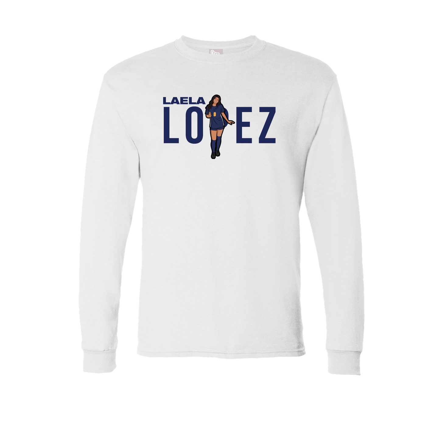 Long Sleeve Tee — Player Name in White