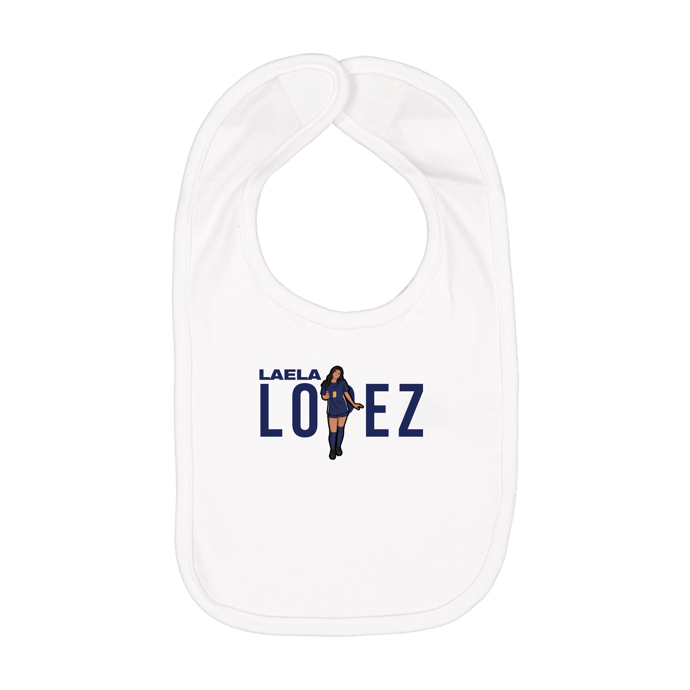 Infant Bib — Player Name in White