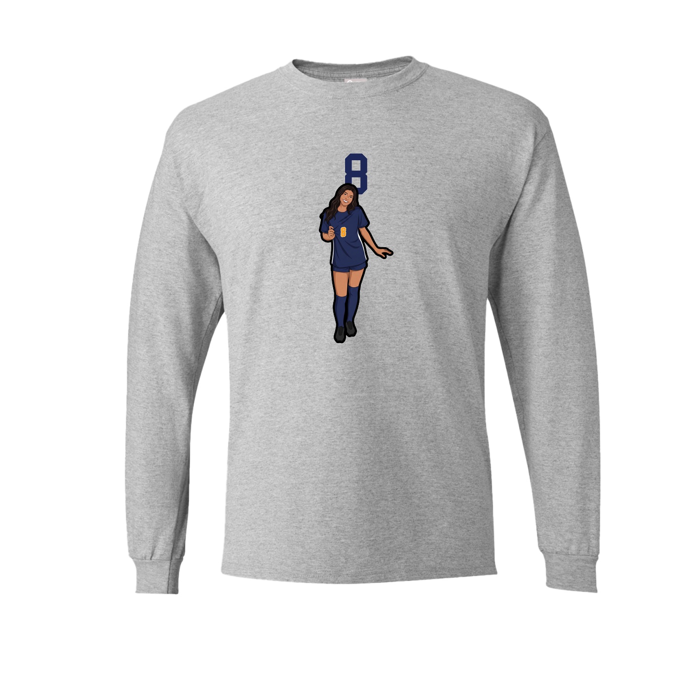 Long Sleeve Tee — Number Top in Grey