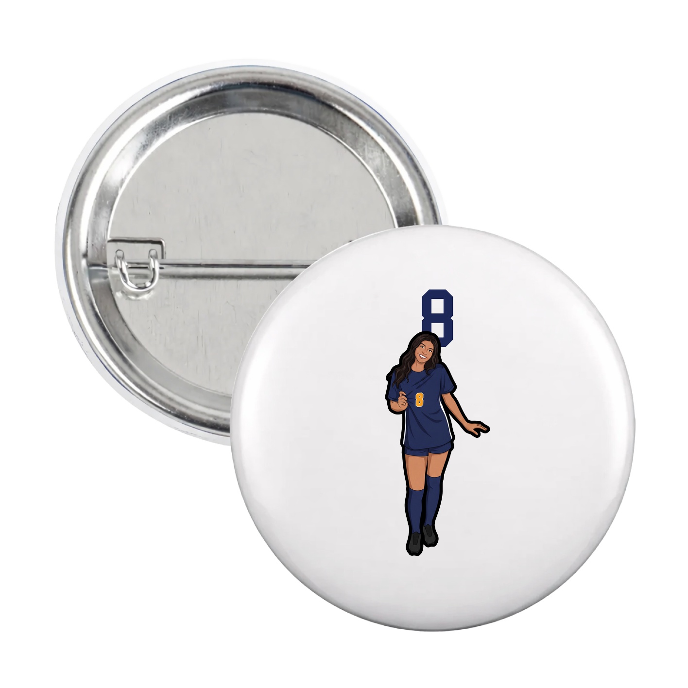 Game Day Button — Number Top in White