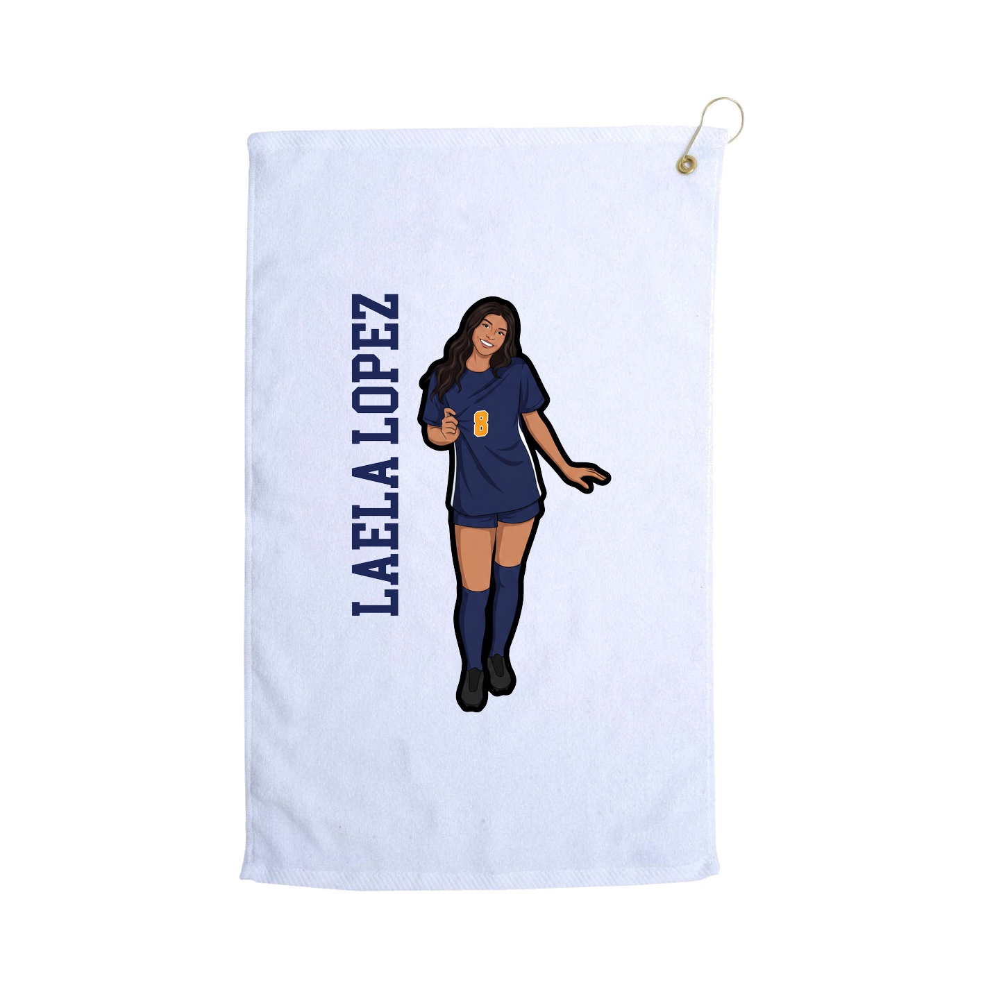 Golf Towel — Name Vertical in White