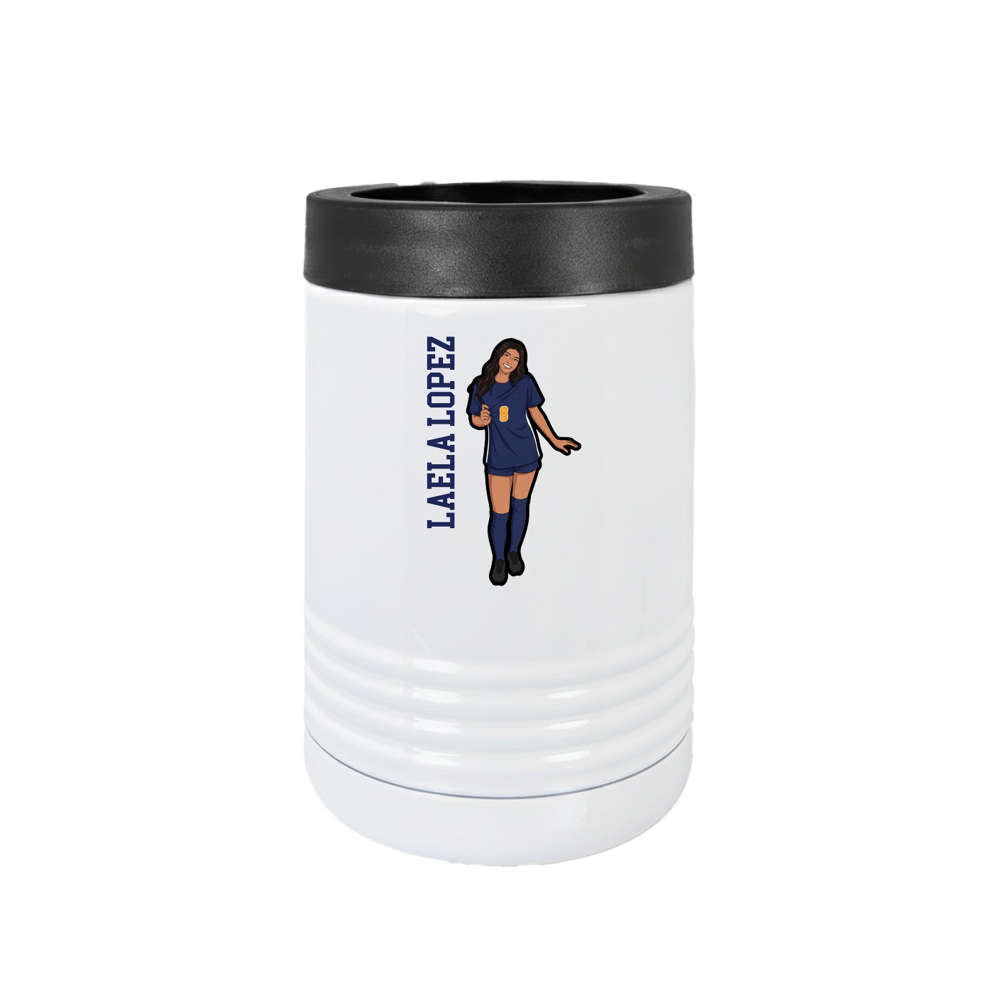Beverage Holder — Name Vertical in White