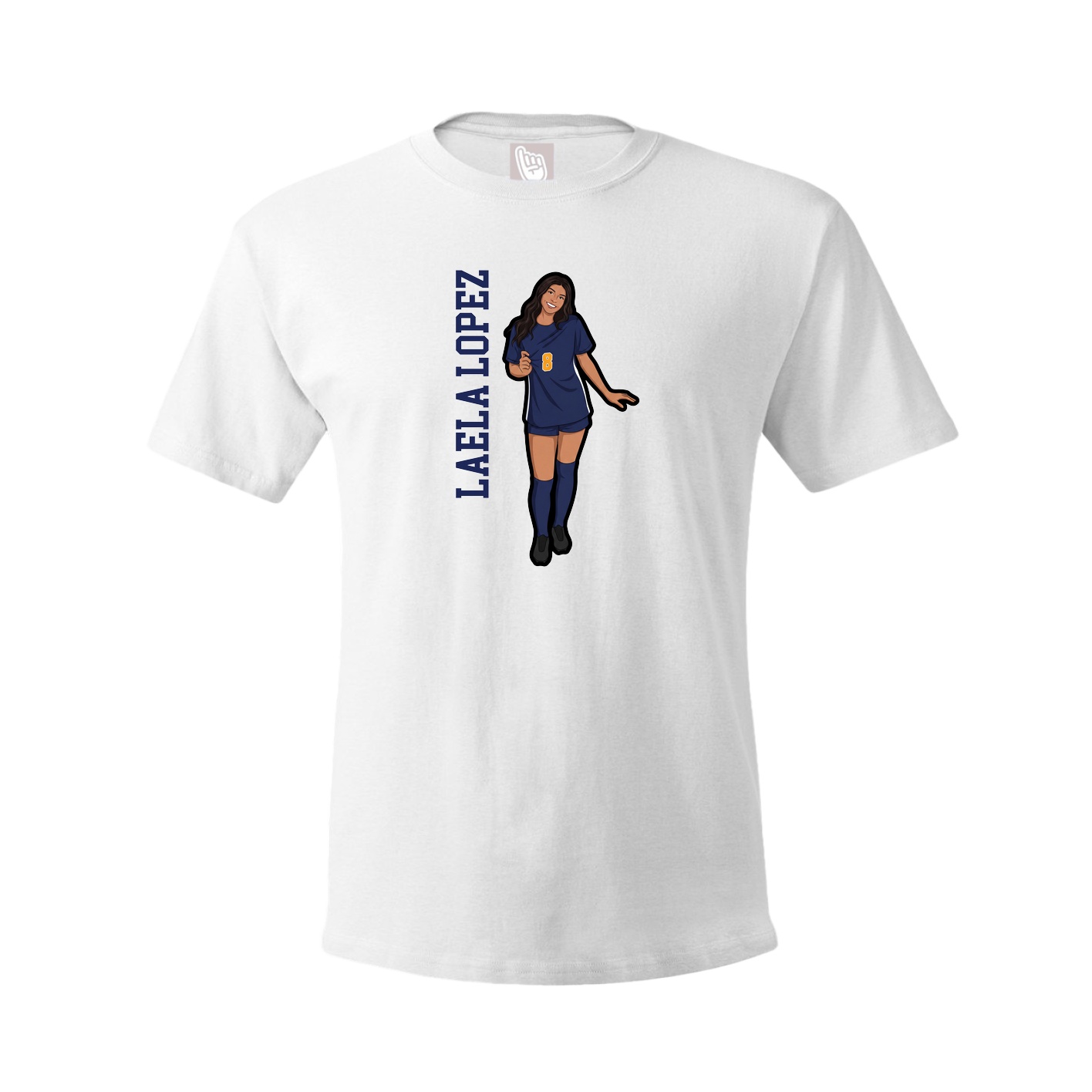 Youth Tee — Name Vertical in White