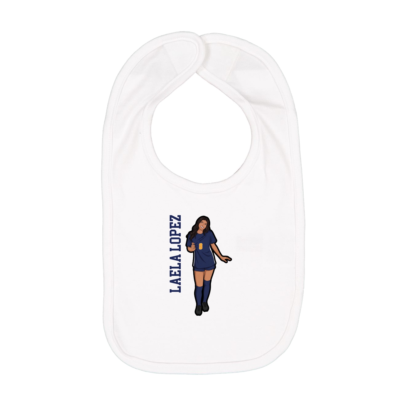 Infant Bib — Name Vertical in White