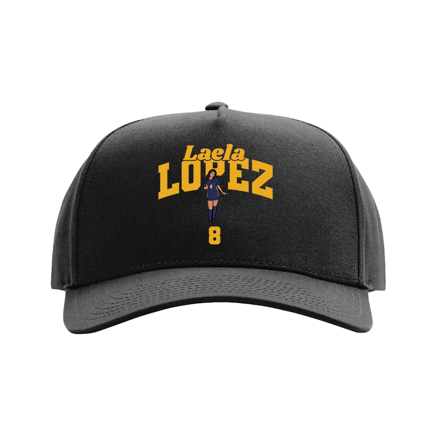 Full Fabric Five-Panel Champ Cap — Signature Arch in Black