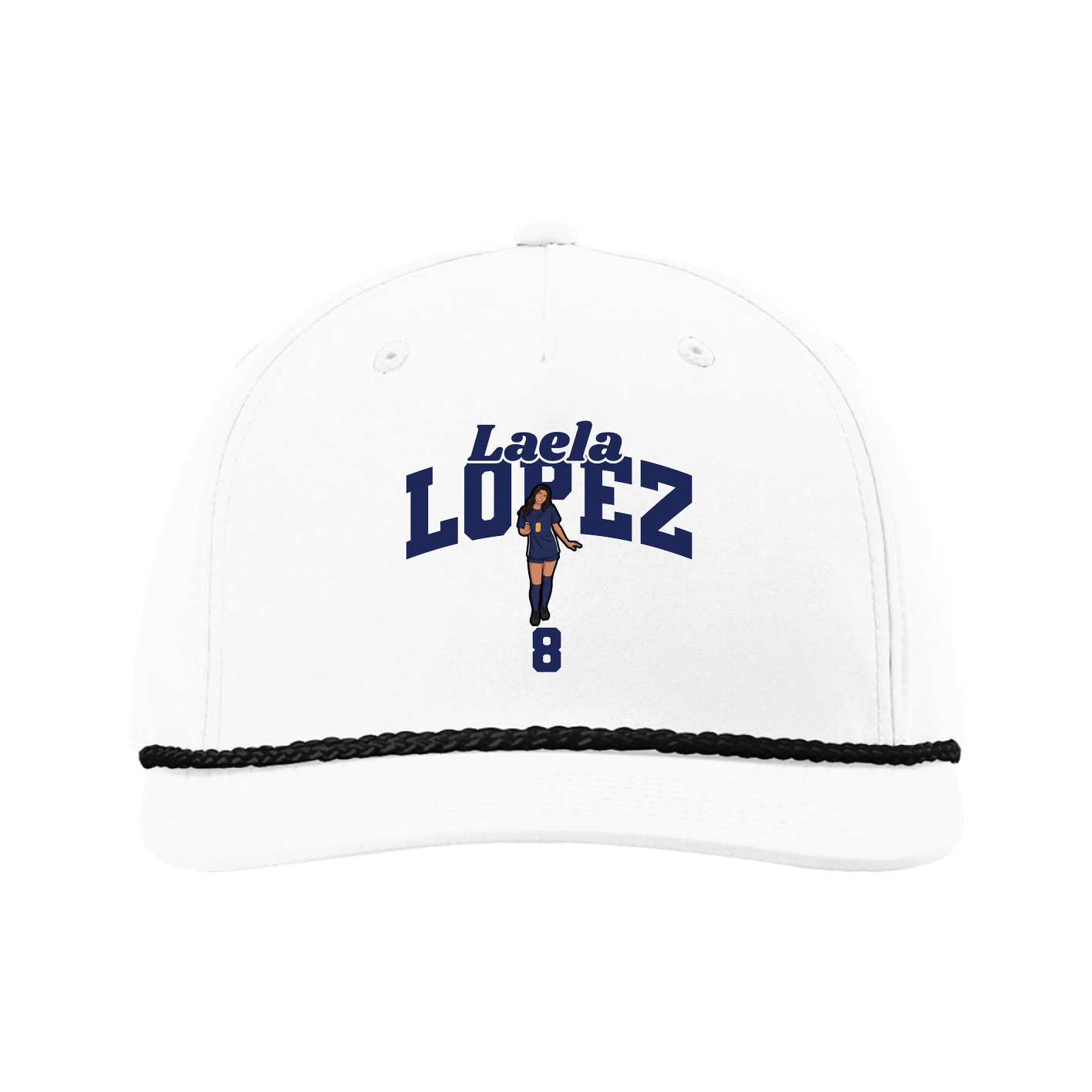 Five-Panel Classic Rope Cap — Signature Arch in White