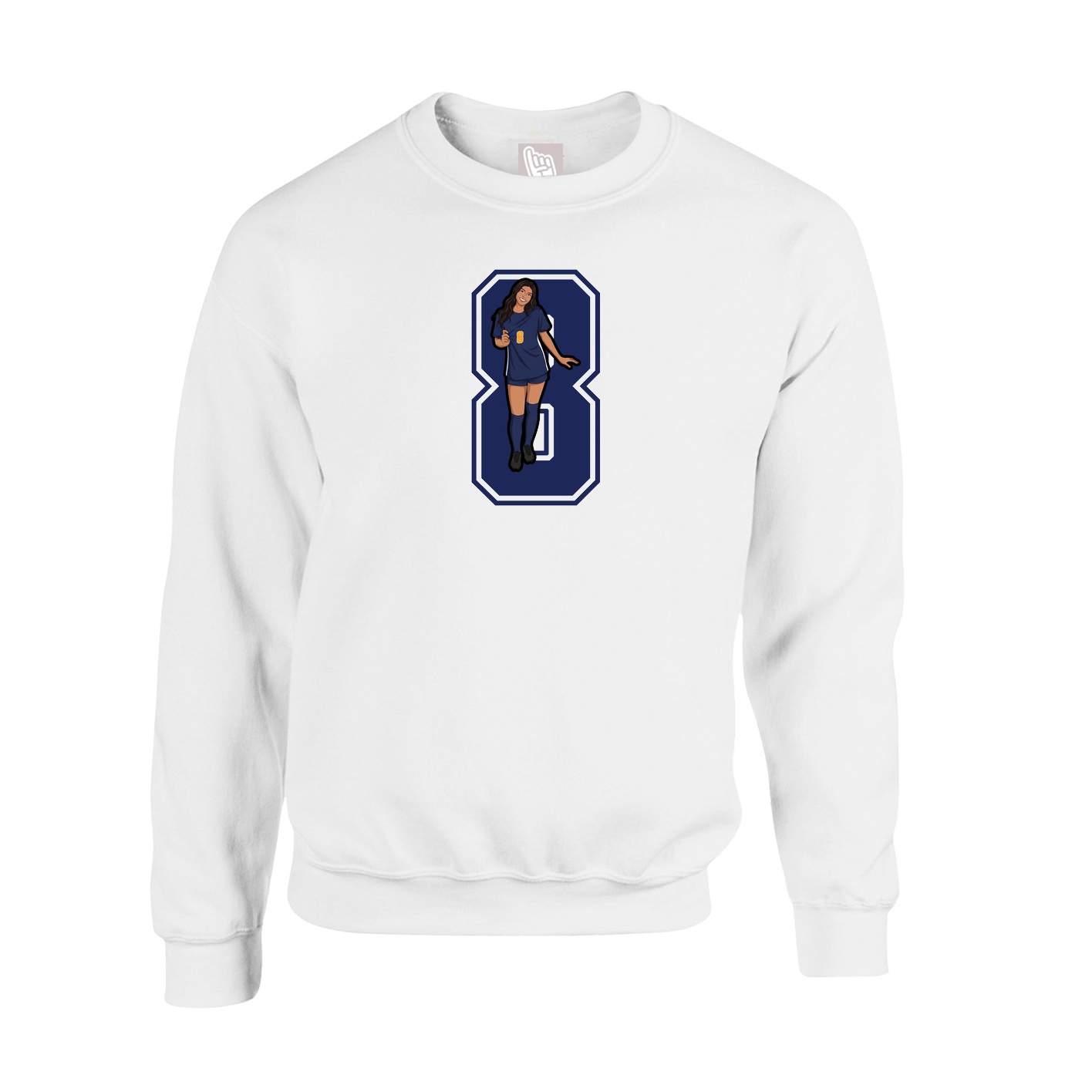 Fleece Crew — Number in White