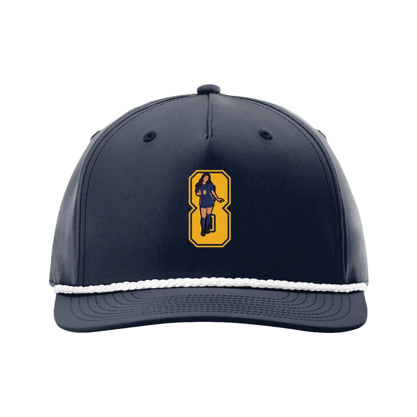 Five-Panel Classic Rope Cap — Number in Navy