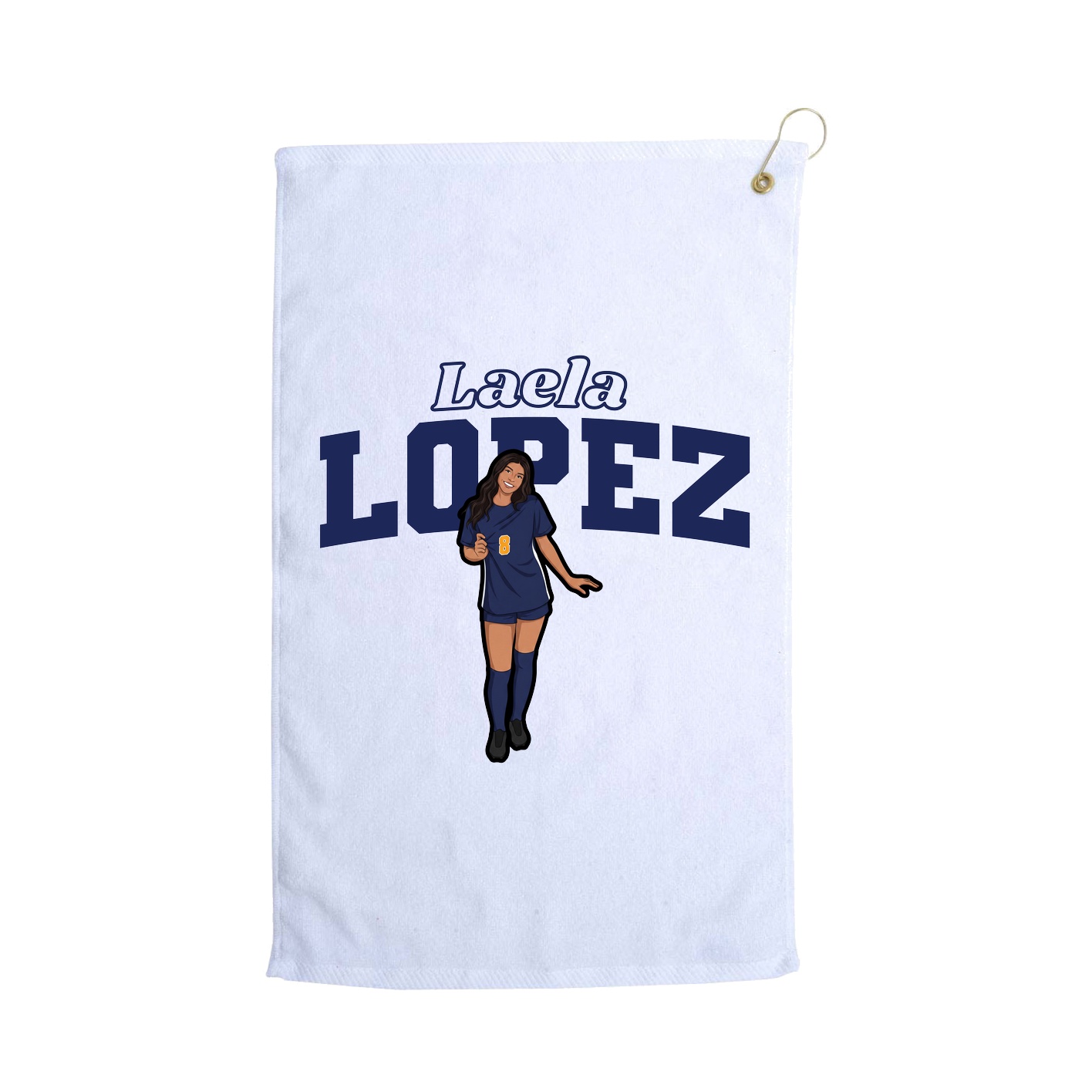 Golf Towel — Name Arch in White
